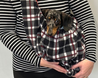 Fleece Dog Sling Carrier: Small Breeds, Dachshund, Italian Greyhound