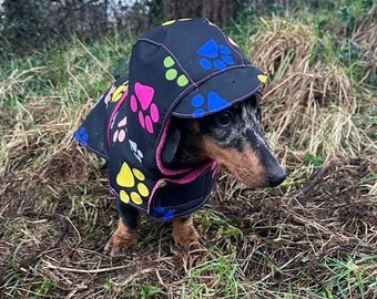 Dachshund waterproof dog coat ,  dog rain coat ,hooded dog coat , dachshund raincoat coat , dog jacket, wind proof