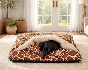 cuddle Fleece Memory foam  Dog Bed Cave: Dachshund Snuggle bed , Personalised borrowing den