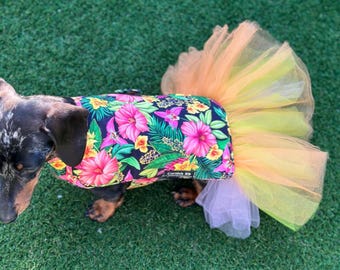 Dachshund Tutu Dog Dress: Handmade Cotton Party Outfit