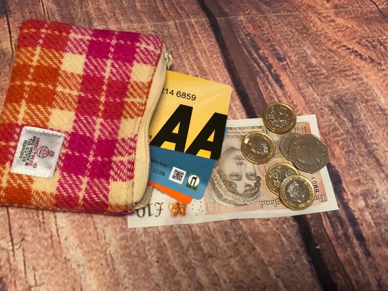 ready to ship,birthday gift gift for her zipper pouch purse Harris tweed coin purse