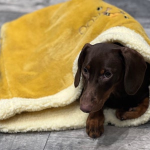 Personalised dog snuggle sack ,Pet snuggle sack, puppy warmer,dachshund snuggle sack ,fleece blanket