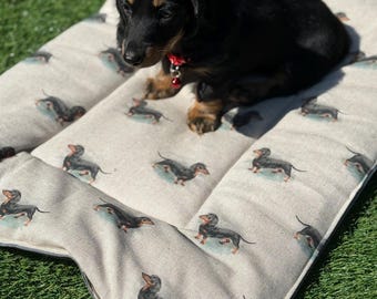 Dog Travel Roll Mat: Cotton Canvas, Waterproof Base