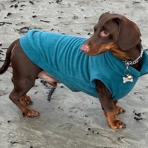 Dachshund open neck Fleece ,dachshund  tankies, daxie jumper, dachshund fleece ,washable dog jumper,Water & Mud Repellent dog suit