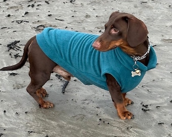 Dachshund Fleece, tanques de dachshund, jersey para perros, vellón para perros, jersey para perros lavable, traje para perros repelente al agua y al barro