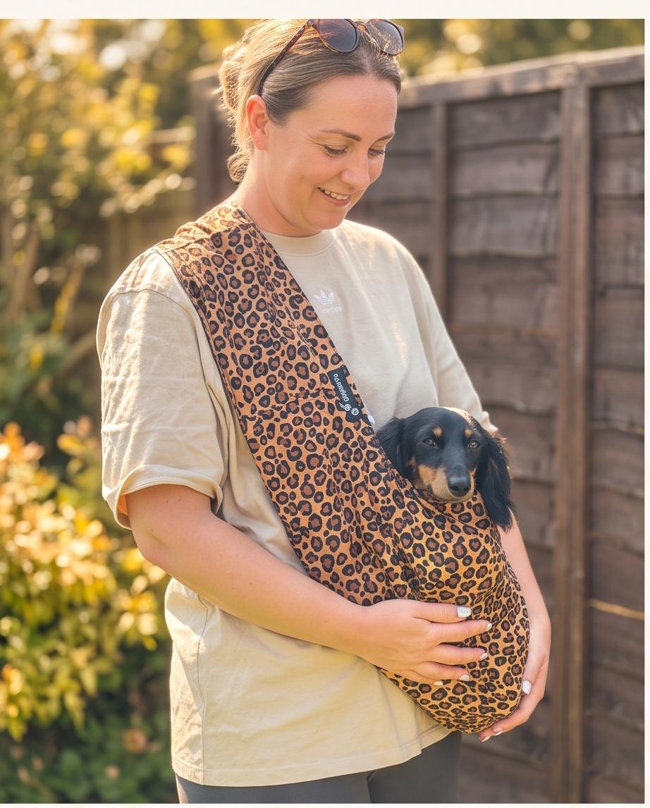 Leopard print dachshund Sling: Lightweight Cotton Puppy Carrier,dog carrier