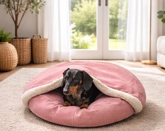 Personalized Corduroy Dachshund Bed Cave:  Snuggle Sack,borrowing bed
