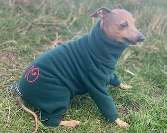 Italian Greyhound Fleece Onesie: Water Repellent Dog Jumpsuit