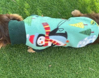 Dachshund Christmas Fleece Jumper: Water & Mud Repellent Dog Coat