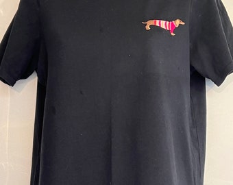 Embroidered Dachshund T-Shirt: Cotton Doxie Lover Top