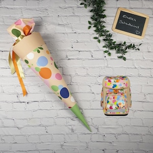 Schultüte zum Ergobag Flower PowBär - Schultüte Mädchen - Schultüte Kleckse Schultüte Stoff personalisiert 70cm Schultüte mit Kissenfüllung