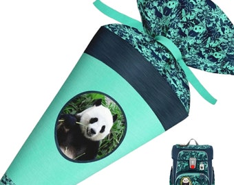 Schultüte zum Step by Step Little Panda - Schultüte Jungen -  Schultüte mit Namen - Schultüte Stoff - Zuckertüte Panda -  70cm  MaryLou