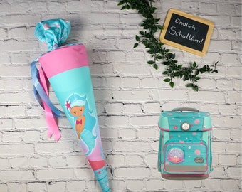 Schultüte zum school mood Lilly Meerjungfrau - Schultüte Mädchen - Schultüte mit Namen - Schultüte Stoff - Schultüte Meerjungfrau - MaryLou