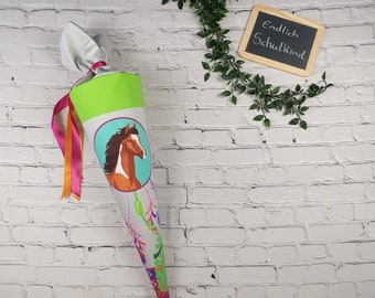 Schultüte Pferd Boho - Schultüte Mädchen - Schultüte mit Namen - Schultüte Stoff - Schultüte Pferd Schultüte -Schultüte 70cm  - MaryLou