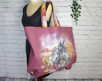 BIO Shopper Tasche Damen - Shopping Bag Canvas - Pferd - xxl Shopper Stoff - nachhaltige Geschenkidee Weihnachten - MaryLou