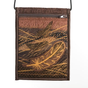 Fabric Crossbody Bag, Travel Purse, Feather, Ornaments, Small Cross Body Bag, RTS