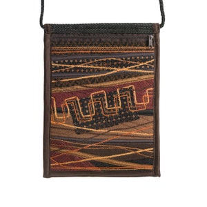 Fabric Crossbody Bag, Brown, Mosaic, Travel, Minimalist, Cross Body Bag, RTS