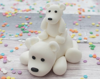 Polar bears cake topper, winter christmas cake decoration