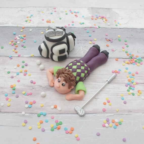 Golf Themed Edible Cake Topper Golfer With Golf Bag And Golf Etsy