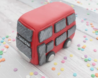 Red bus edible  cake topper