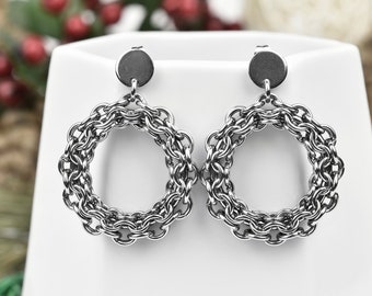 Inverted Round aluminum weave chainmail keychain