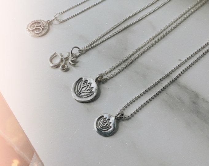 Lotus pendant sterling silver | om mani padme hum | meditation jewelry | spiritual gift | healing jewelry | yoga jewelry | mothers day gift