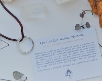 Ganesha Mantra Sanskrit Necklace Reversible 925 Sterling Silver | meditation jewelry | spiritual gift | mantra jewellery | christmas gift