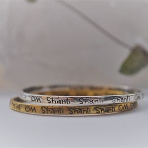 Om Shanti Shanti Shanti Bangle spiritual jewelry meditation jewelry mothers day gift yoga lover yoga gift christmas gift for her image 1