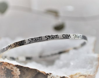 Om Shanti sterling silver Bangle ॐ meditation jewelry | spiritual jewelry | mothers day | yoga lover gift | yoga jewelry | christmas gift