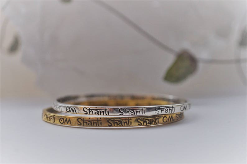 Om Shanti Shanti Shanti Bangle spiritual jewelry meditation jewelry mothers day gift yoga lover yoga gift christmas gift for her image 1