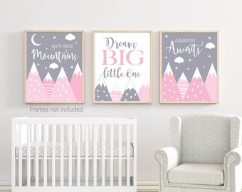 pink and gray nursery decor
