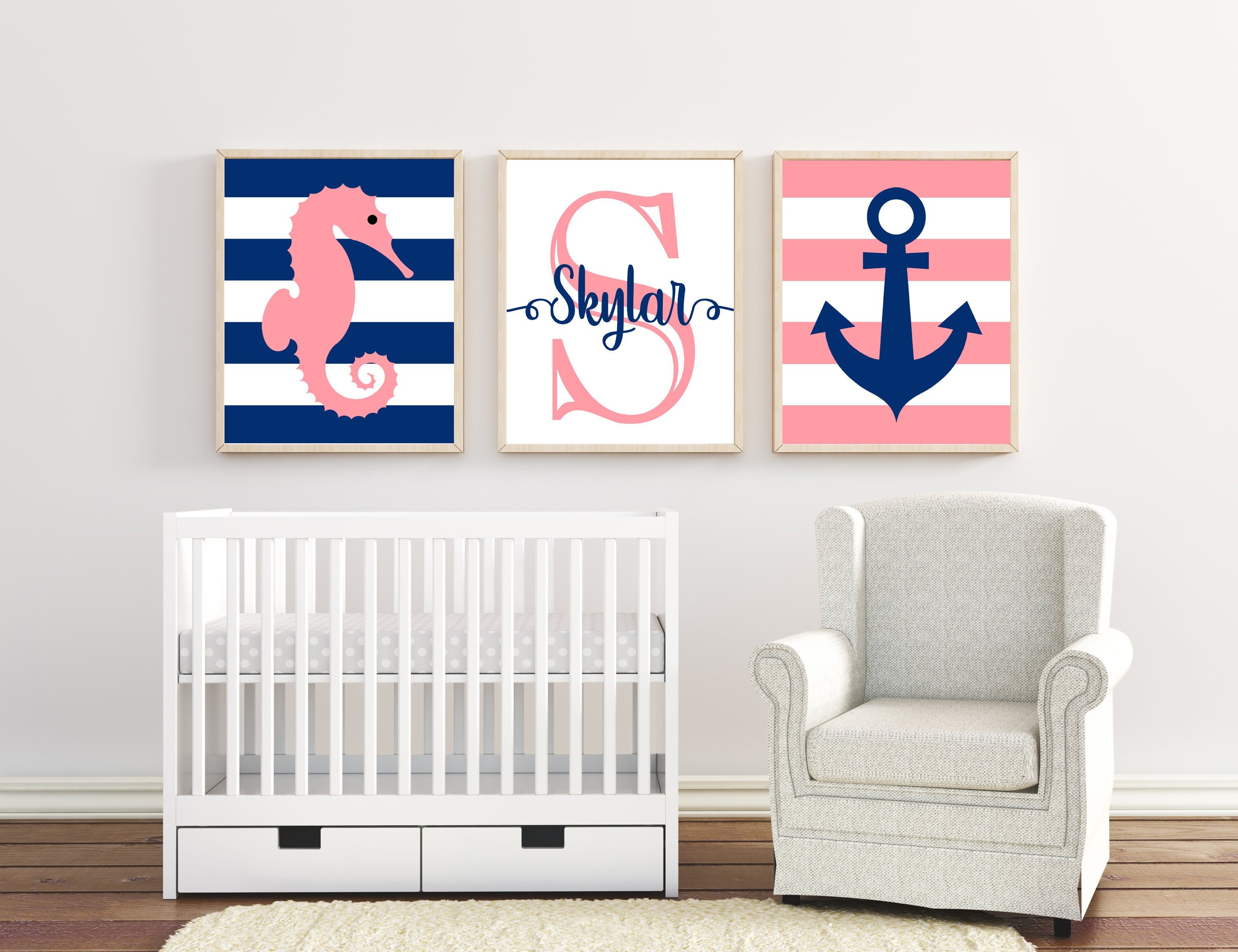 Nautical Nursery Art Beach Nursery Art Decor Nautical Wall Etsy