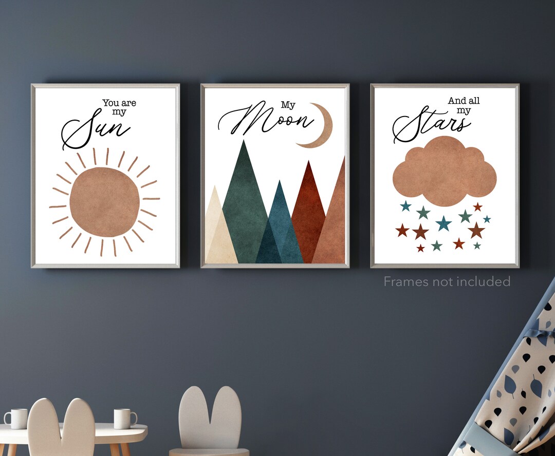 Boho Nursery Wall Decor, Nursery Wall Art, You Are My Sun My Moon, Baby ...