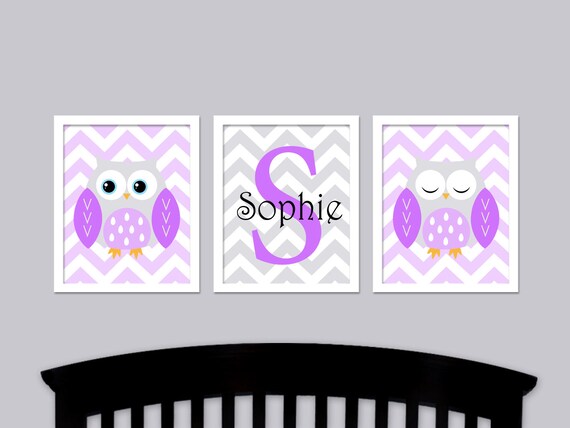 Lilac Owl Nursery Art Girl Nursery Wall Art Owl Bedroom Decor Owl Nursery Prints Owl Wall Art Owl Bedroom Art Purple Nursery Art