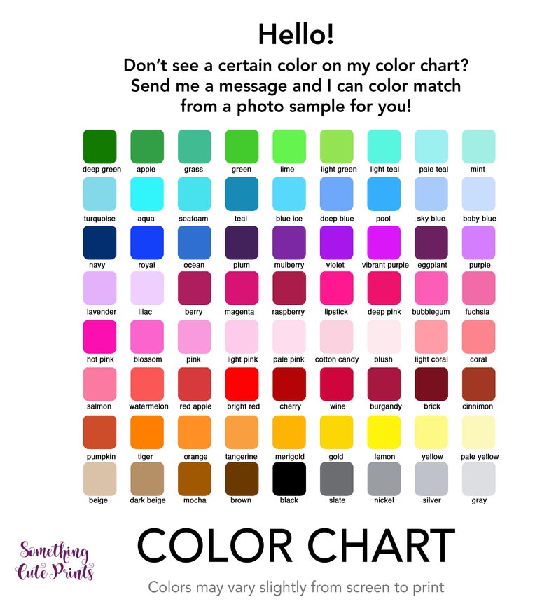 Peut inclure: Nuancier de couleurs avec 64 &eacute;chantillons de couleurs, chacun &eacute;tiquet&eacute; avec un nom de couleur. Le nuancier comprend des couleurs comme le vert fonc&eacute;, le turquoise, le marine, la lavande, le rose vif, le saumon, la citrouille, le beige, et bien d'autres.