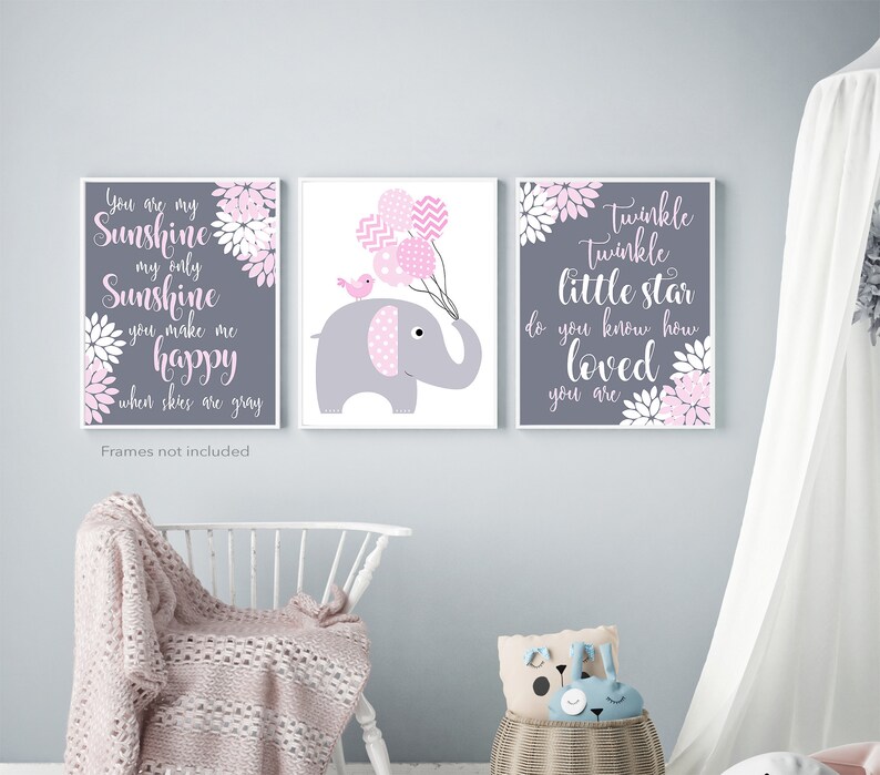 Baby Nursery Wall Art Nursery Room Decor Elephant Nursery Etsy