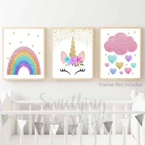 Unicorn Nursery Decor Gold Unicorn Wall Art Nursery Wall | Etsy