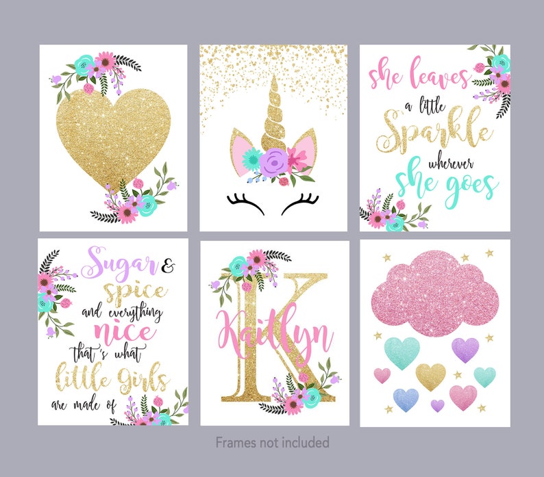 Unicorn Nursery Decor Gold Unicorn Wall Art Nursery Wall Etsy