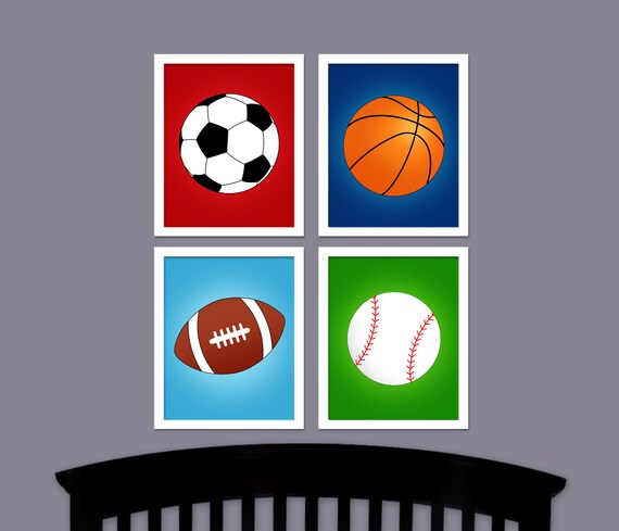 Sports Wall Art Boys Sports Art Kids Room Art Sports Bedroom Prints Football Soccer Baseball Basketball Sports Nursery Art