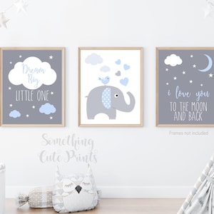Cute Animal Nursery, Nursery Room Decor, Elephant Nursery Art, Nursery Decor, Baby Shower Gift, Elephant Baby Room Art, Baby Prints