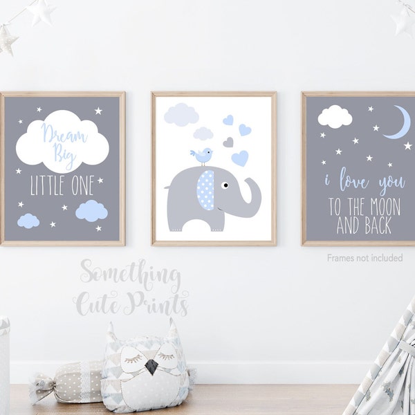 Cute Animal Nursery, Nursery Room Decor, Elephant Nursery Art, Nursery Decor, Baby Shower Gift, Elephant Baby Room Art, Baby Prints