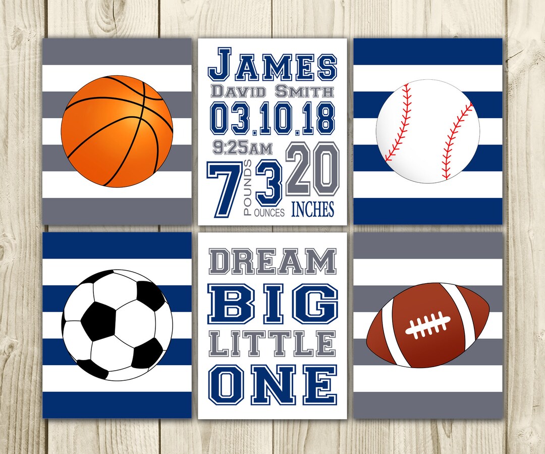 Sports Nursery Wall Decor Baby Boy Sports Decor Birth Etsy