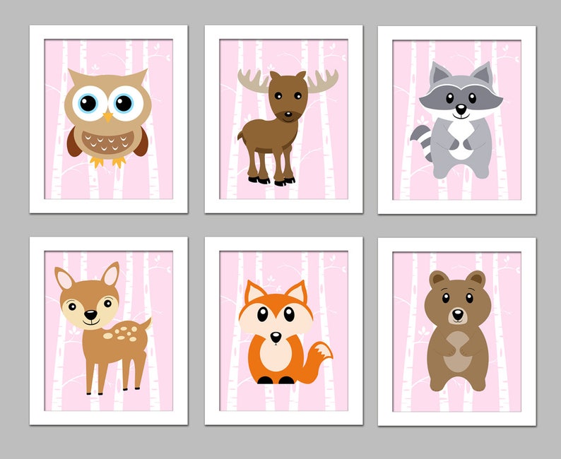 Woodland Baby Room Wall Art Baby Animals Wall Art Nursery Etsy