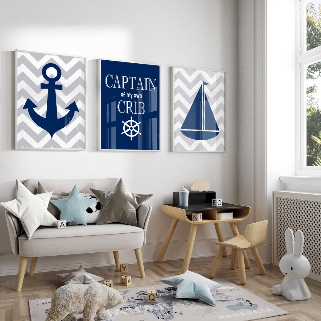 Nautical Nursery Room, Nursery Wall Art - Nautical Wall Prints - Baby ...