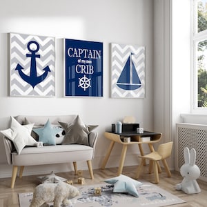 Nautical Nursery Room, Nursery Wall Art - Nautical Wall Prints - Baby Room Wall Art - Anchor - Boat - Baby Shower Gift - Baby Wall Decor