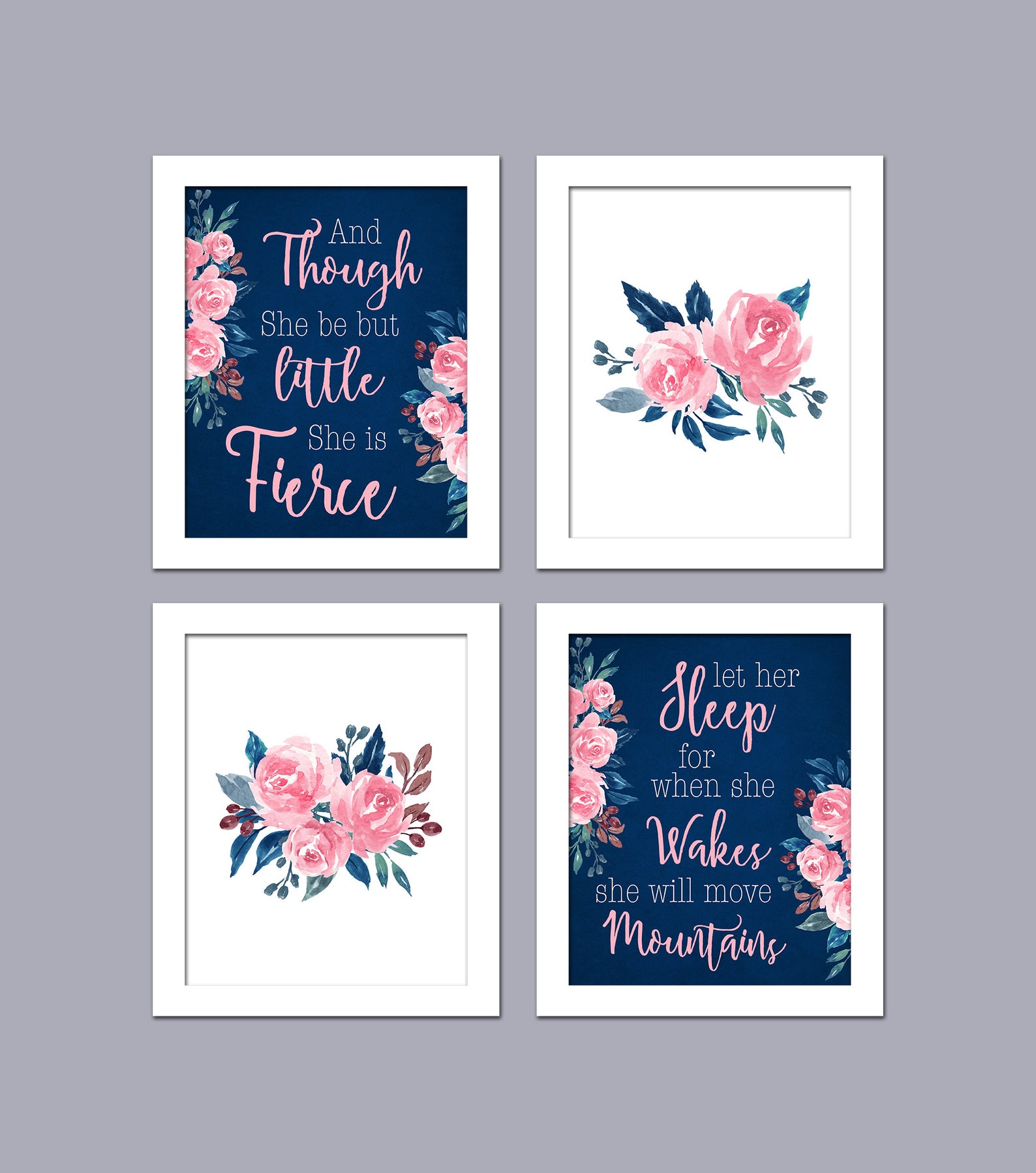 Girl Bedroom Wall Art Nursery Floral Wall Art Girl Nursery Etsy