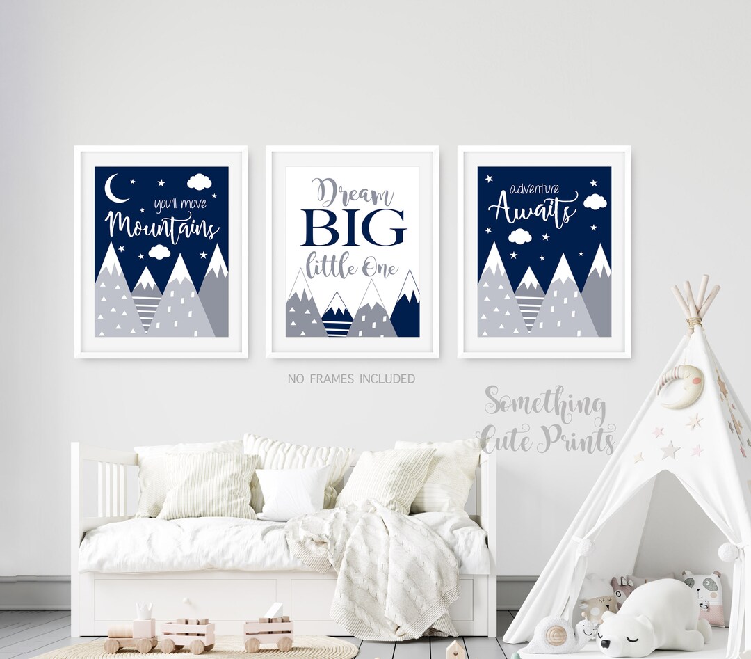 Nursery Wall Decor, Mountain Nursery Wall Art, Nursery Art, Dream Big