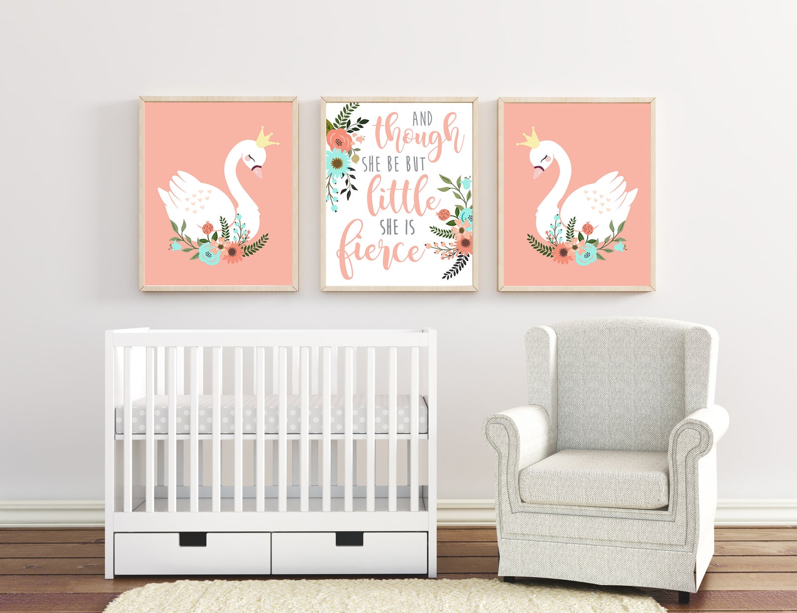 Swan Nursery Wall Art Girl Nursery Decor Nursery Decor Swan Etsy
