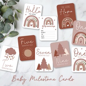 Cartes Milestone, Cartes Milestone Boho, Cartes Rainbow Milestone, Idées cadeaux Baby Shower, Cadeaux nouveau-nés, Milestone Tracker, Cartes Hello World