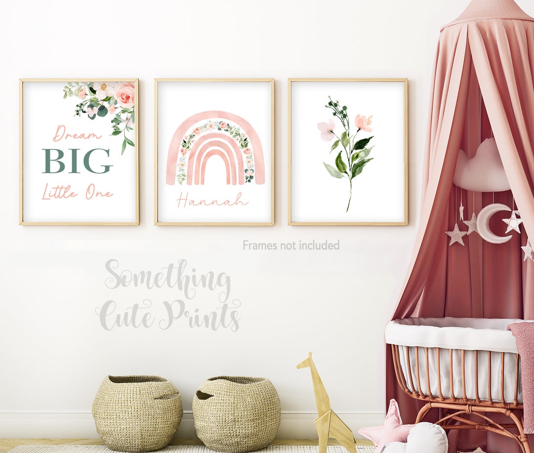 Nursery Decor, Rainbow Nursery Art, Wall Art, Nursery Prints, Floral ...